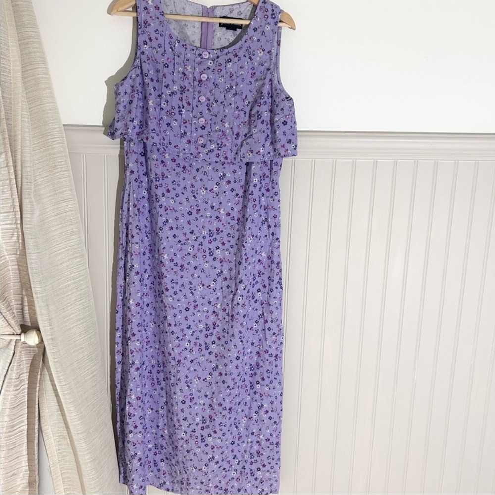 Vintage Jamie Brooke Chic Lavender Floral Midi Dress